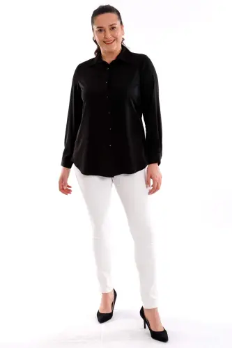 Angelino Plus Size Basic Black Shirt - 5