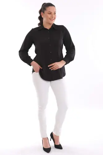 Angelino Plus Size Basic Black Shirt - 2