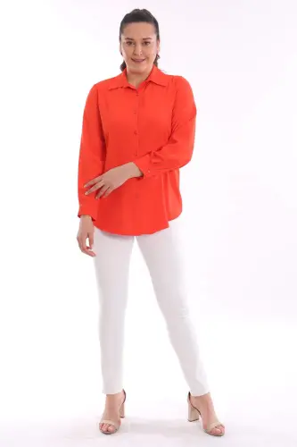 Angelino Plus Size Basic Coral Shirt - BÜYÜKBEDENIZ (1)