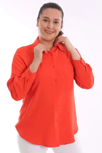 Angelino Plus Size Basic Coral Shirt - 3