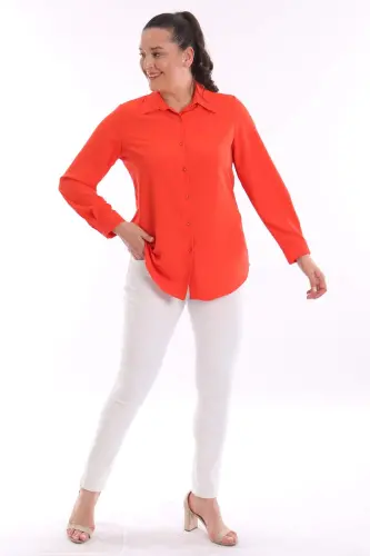 Angelino Plus Size Basic Coral Shirt - 4