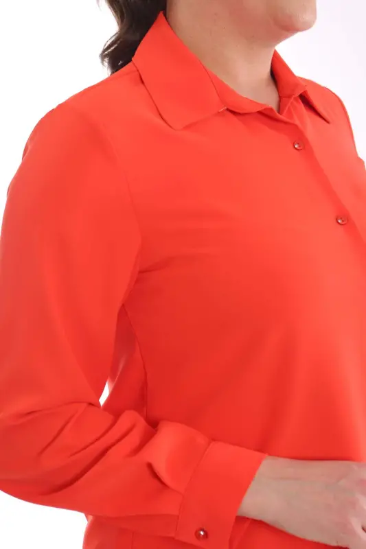 Angelino Plus Size Basic Coral Shirt - 5