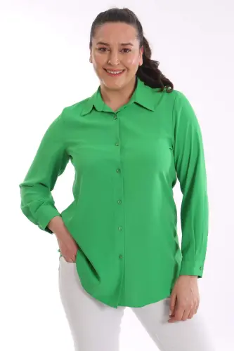 Angelino Plus Size Basic Green Shirt - 1