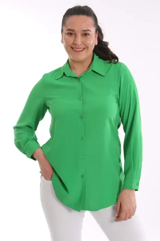 Angelino Plus Size Basic Green Shirt - 1