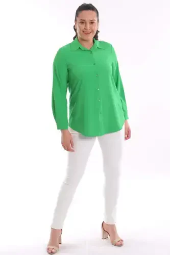 Angelino Plus Size Basic Green Shirt - BÜYÜKBEDENIZ (1)