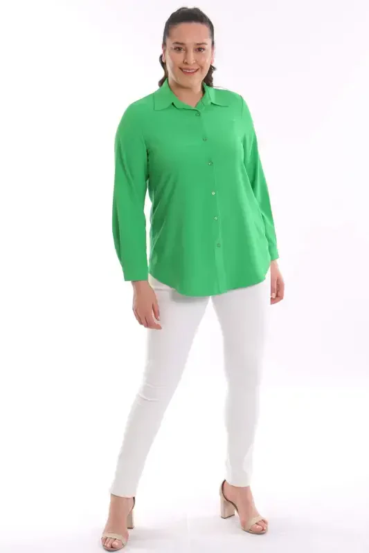 Angelino Plus Size Basic Green Shirt - 2