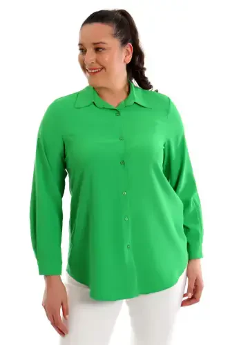 Angelino Plus Size Basic Green Shirt - 3
