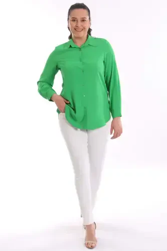 Angelino Plus Size Basic Green Shirt - 4