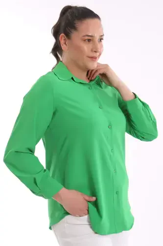 Angelino Plus Size Basic Green Shirt - 5