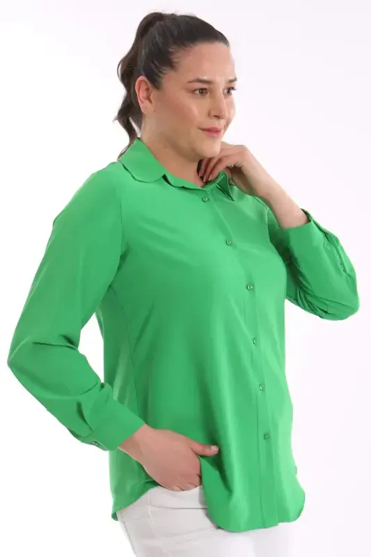 Angelino Plus Size Basic Green Shirt - 5