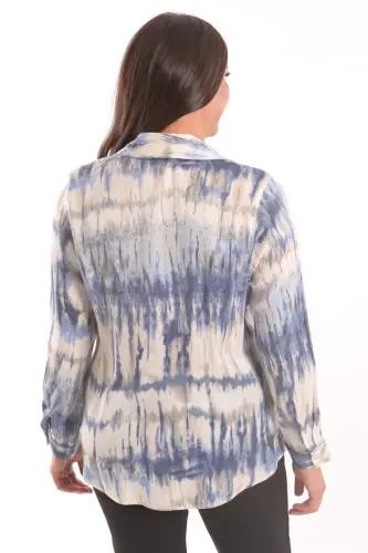 Angelino Plus Size Batik Pattern Blue Shirt - 5