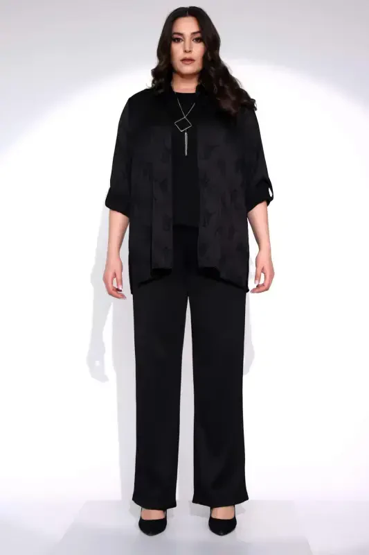 Angelino Plus Size Black Elastic Waist Pants - 1