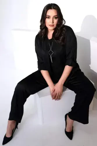 Angelino Plus Size Black Elastic Waist Pants - 5