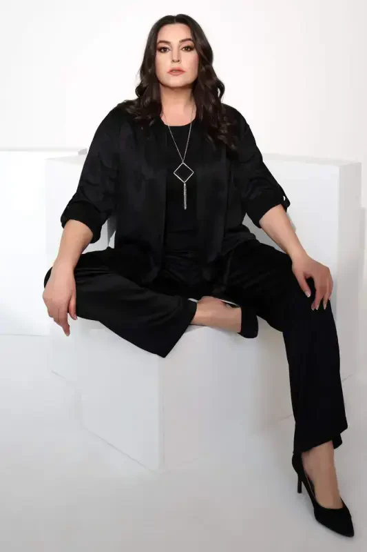 Angelino Plus Size Black Elastic Waist Pants - 6