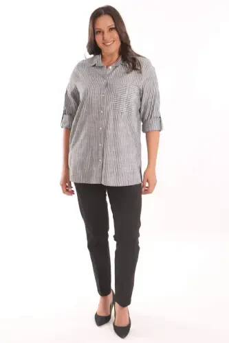 Angelino Plus Size Black Stone Printed Allerli Shirt - 2