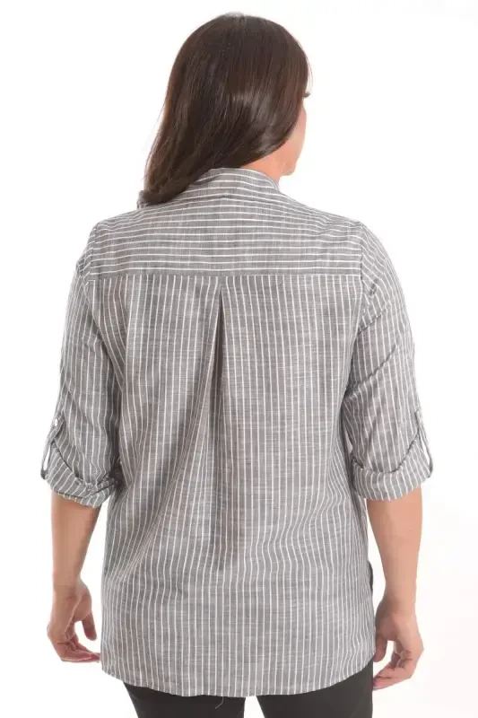 Angelino Plus Size Black Stone Printed Allerli Shirt - 5