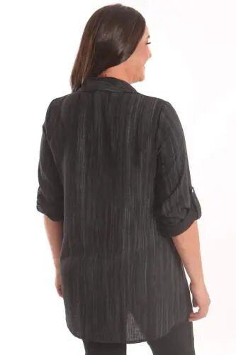 Angelino Plus Size Black Stone Printed Allerli Shirt - 5