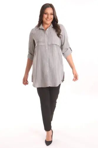 Angelino Plus Size Black Stone Printed Allerli Shirt - 2