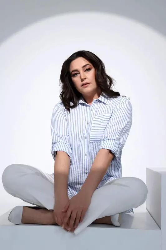 Angelino Plus Size Blue Striped Single Pocket Shirt - 12