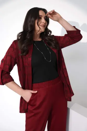 Angelino Plus Size Burgundy Elastic Waist Pants - 7