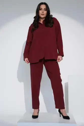 Angelino Plus Size Burgundy Elastic Waist Pants - 9