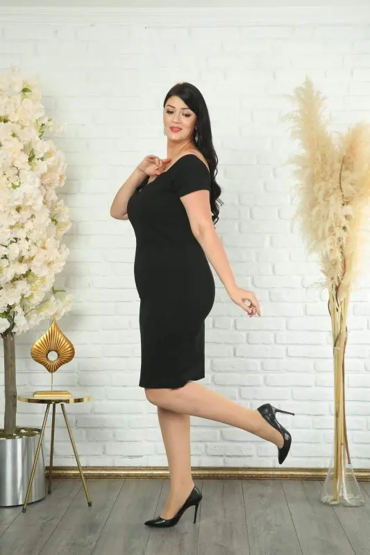 Angelino Plus Size Carmen Neckline Pencil Dress kl91 - 4