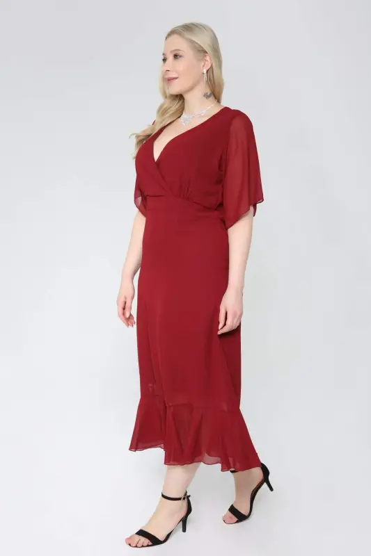 Angelino Plus Size Chiffon Six Pleated Wrap Dress KL7713 - 5