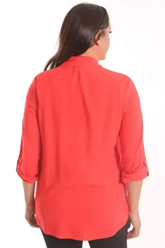 Angelino Plus Size Coral Stone Print Woven Shirt - 5