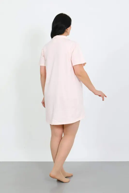 Angelino Plus Size Cotton Button-Down Powder Tunic Nightgown 1025 - 5