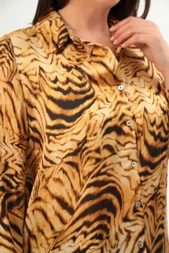 Angelino Plus Size Digital Print Tiger Pattern Shirt - 7