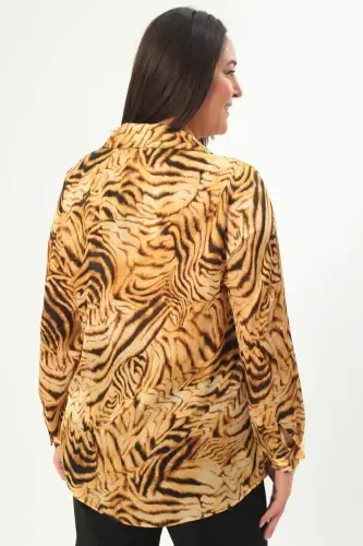 Angelino Plus Size Digital Print Tiger Pattern Shirt - 8