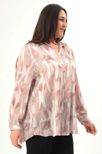 Angelino Plus Size Digital Printed Plus Size Mink Shirt - 9