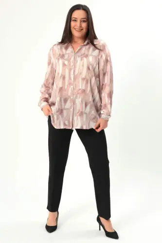 Angelino Plus Size Digital Printed Plus Size Mink Shirt - BÜYÜKBEDENIZ (1)