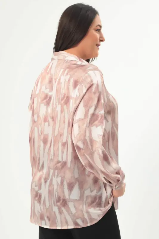 Angelino Plus Size Digital Printed Plus Size Mink Shirt - 5