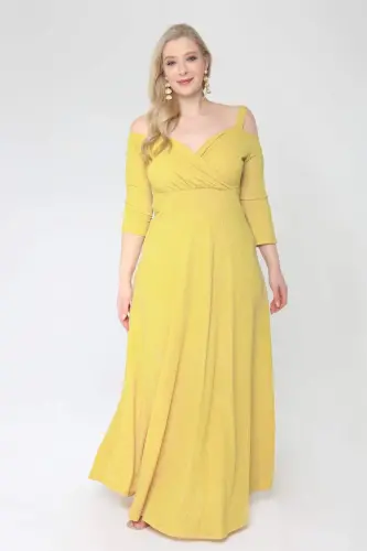 Angelino Plus Size Elastic Shoulders Strapless Long Lining Ball Gown 1629 - 3