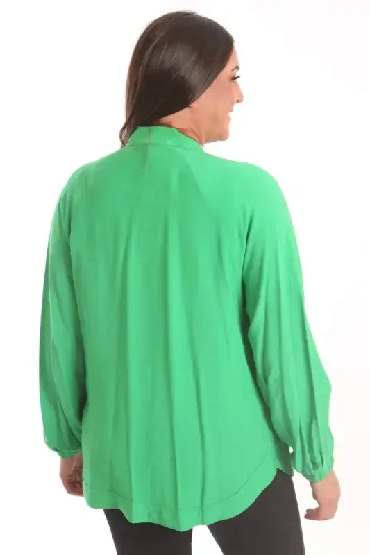 Angelino Plus Size Front Stone Printed Green Jacket - 5