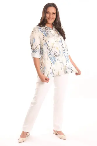 Angelino Plus Size Indigo Digital Printed Crash Shirt - BÜYÜKBEDENIZ (1)