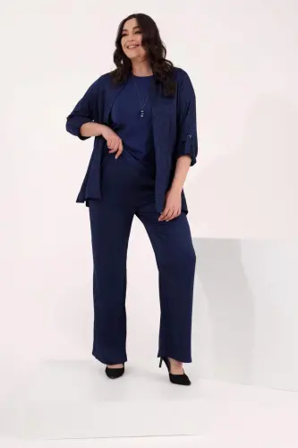 Angelino Plus Size Indigo Elastic Waist Pants - 3