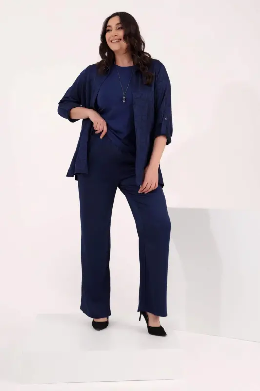 Angelino Plus Size Indigo Elastic Waist Pants - 3