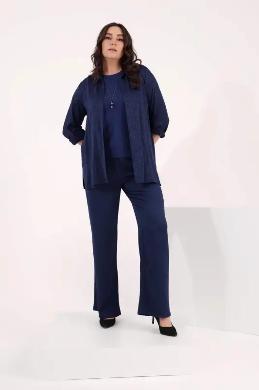 Angelino Plus Size Indigo Elastic Waist Pants - 4