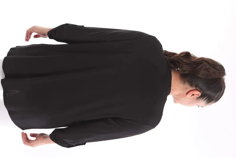 Angelino Plus Size Inner Blouse Glittery Black Two-Piece Set - 7