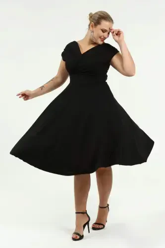Angelino Plus Size Kissing Heart Neckline Black Evening Dress KL07 - 1