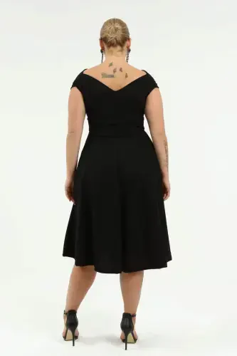 Angelino Plus Size Kissing Heart Neckline Black Evening Dress KL07 - 7
