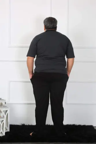 Angelino Plus Size Men's Anthracite Jersey Pajamas Set 65010 - 1