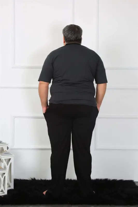 Angelino Plus Size Men's Anthracite Jersey Pajamas Set 65010 - 4