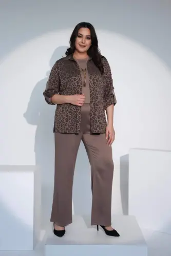 Angelino Plus Size Mink Elastic Waist Trousers - 1