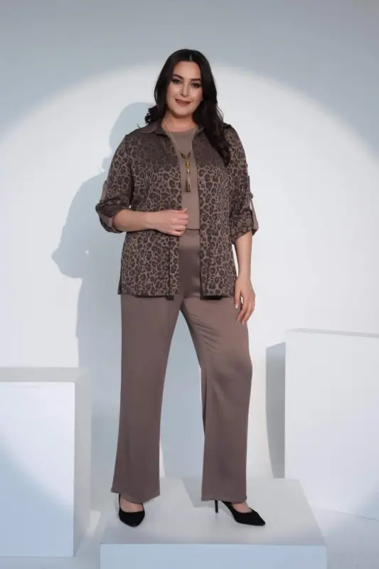 Angelino Plus Size Mink Elastic Waist Trousers - 1