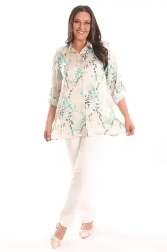 Angelino Plus Size Mint Digital Printed Crash Shirt - BÜYÜKBEDENIZ (1)