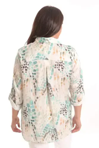 Angelino Plus Size Mint Digital Printed Crash Shirt - 5