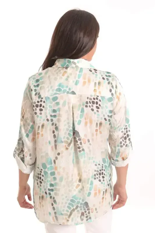 Angelino Plus Size Mint Digital Printed Crash Shirt - 5